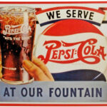 1950 Pepsi Cola Syrup Line Glass Sign