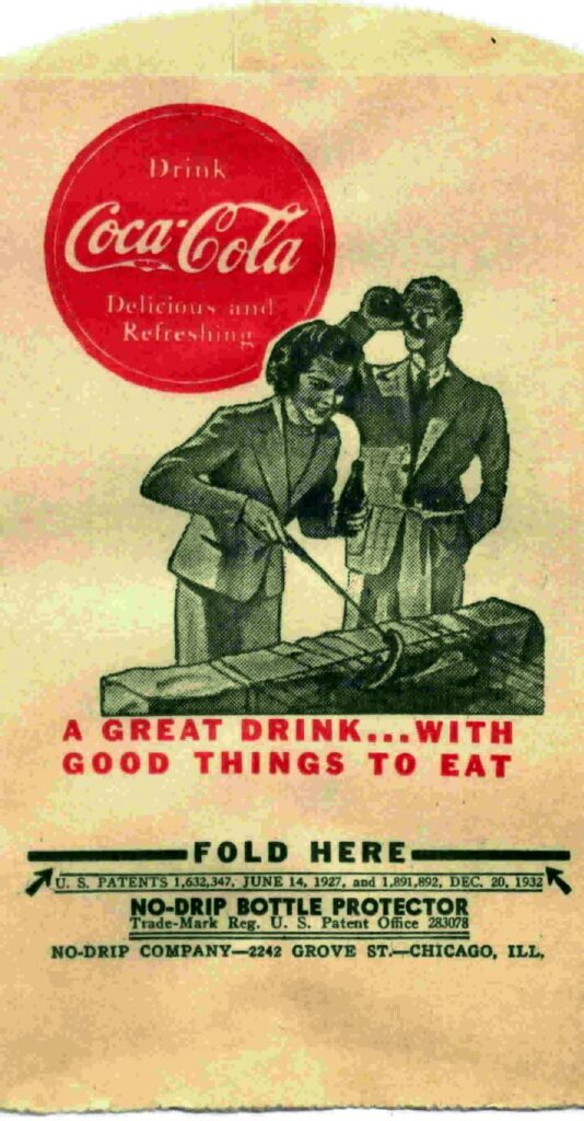 Coca-Cola No-Drip Bottle Protector – Item #14 “A Great Drink—-With Good Things To Eat”