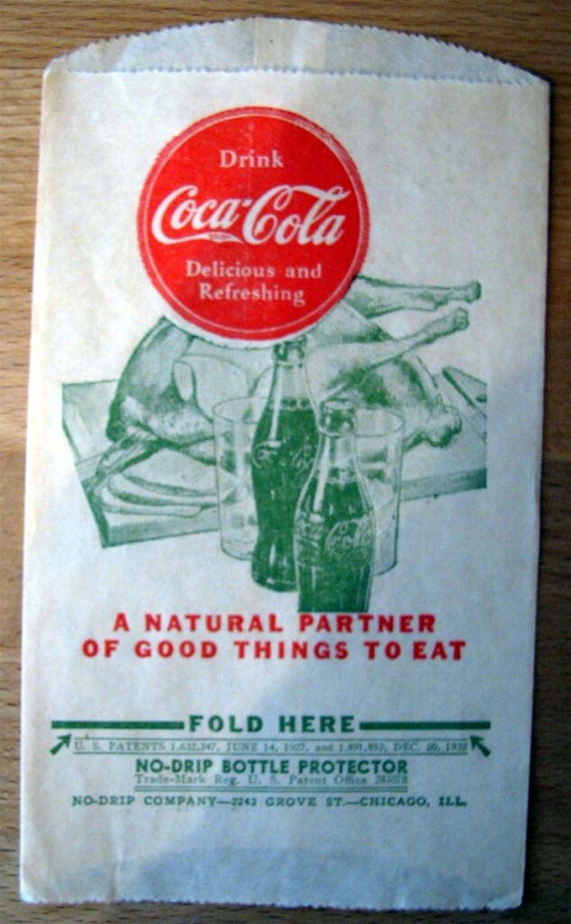Coca-Cola No-Drip Bottle Protector – Item #25 “A Natural Partner of Good Things to Eat”