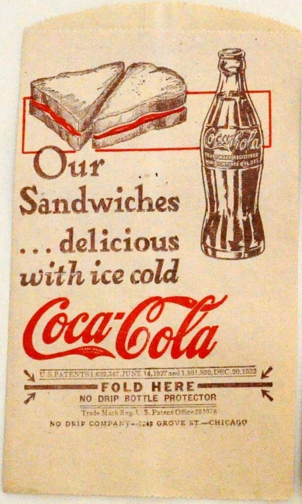 Coca-Cola No-Drip Bottle Protector – Item #8 “Our Sandwiches….Delicious With Coca-Cola”