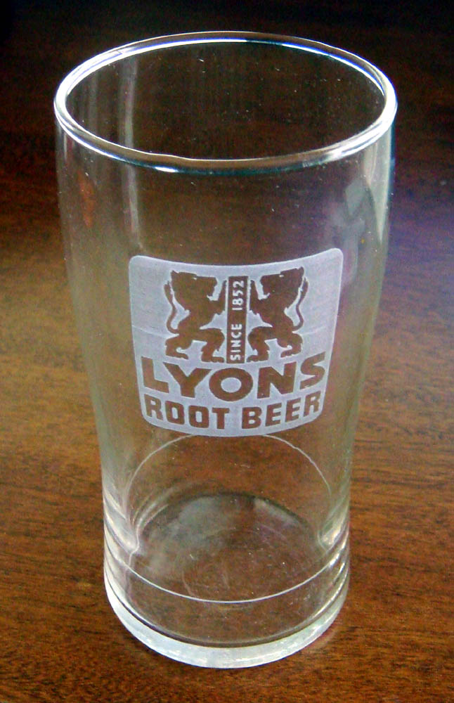 Lyons Root Beer Syrup Line Glass