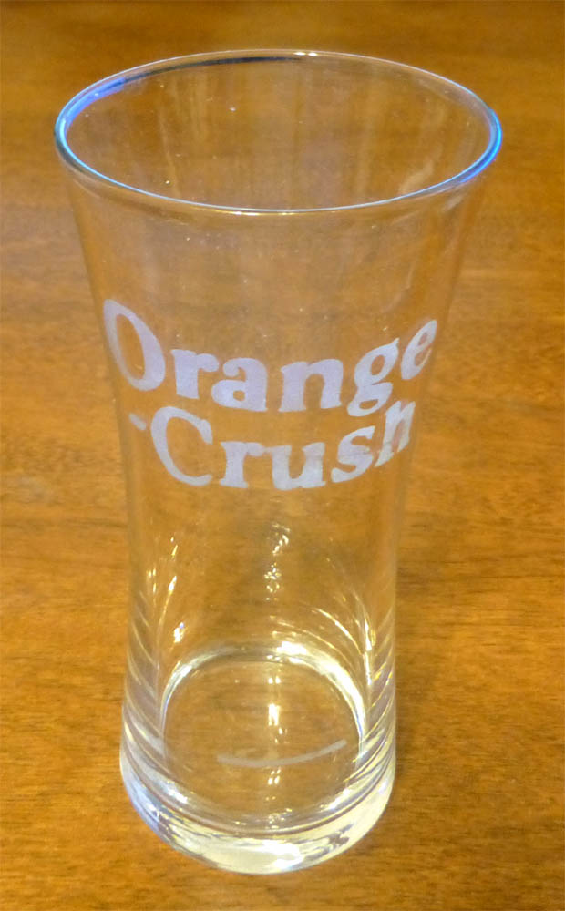 Orange Crush Syrup Line Glass Bold White Letters