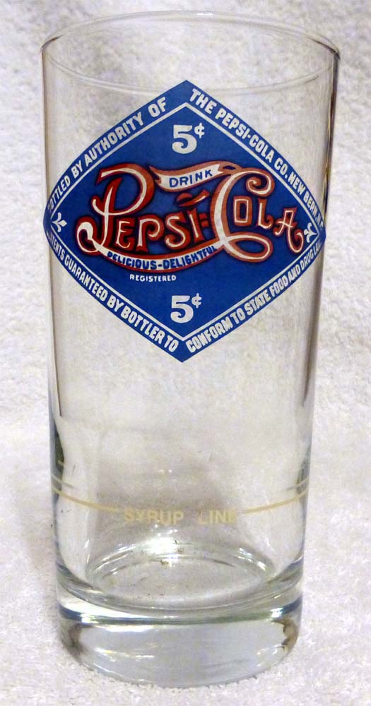 Pepsi-Cola Double Dot Syrup Line Glass 5 Cents