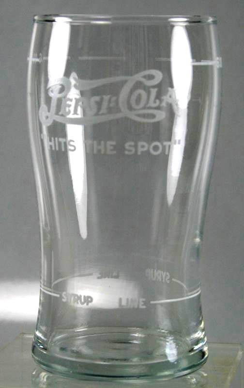 Pepsi-Cola Syrup Line Glass “Hits the Spot”